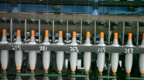 Spinning  machine collect cotton threads Stock Footage 32411575