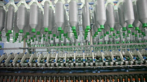 Spinning  machine collect cotton threads Stock Footage 32416663