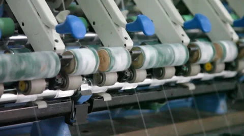 Spinning  machine collect cotton threads Stock Footage 32417414