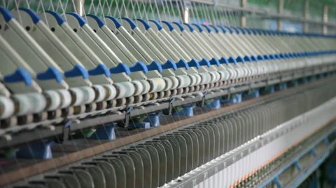 Spinning  machine collect cotton threads Stock Footage 32417457