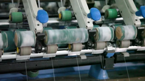 Spinning  machine collect cotton threads Stock Footage 32423046
