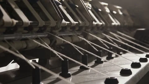 Spinning Machine Producing Thread From Yarn, Textiles Factory In Pakistan Stock Footage 246894006