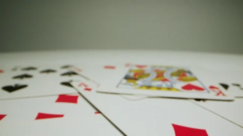 Spinning Macro Playing Cards on White 06 Stock-Footage 128183871
