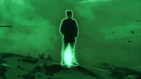 Spinning man. hyper lapse. effect. light. analog retro effect Stock Footage 233900508