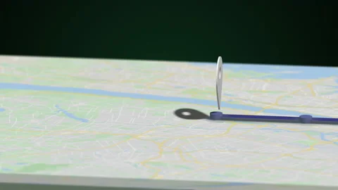 Spinning map pin background in 4k video. Stock Footage 154549446