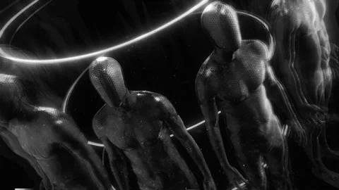 Spinning Metalic Humanoids Stock Footage 263737995