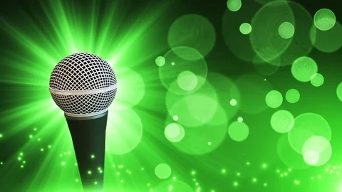 Spinning Microphone with Particles Seamless Loop Motion Background Green 스톡 동영상 73793590