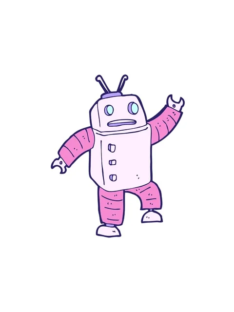 Spinning motion animation of a cartoon android doodle Stock Footage 324123734