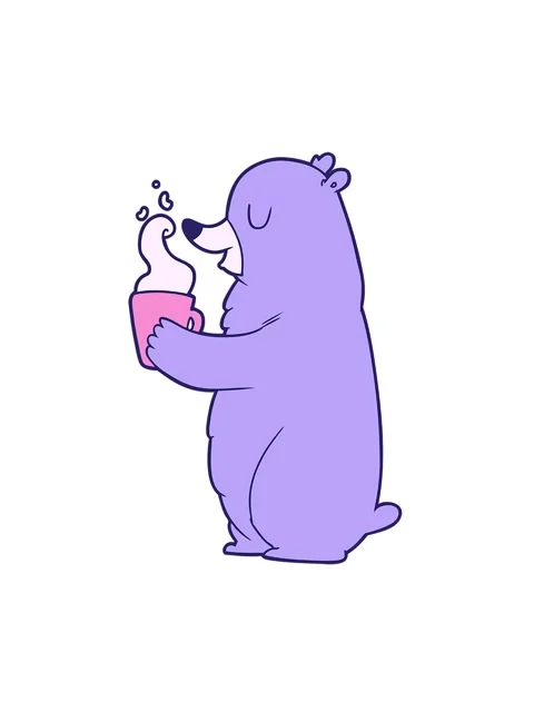 Spinning motion animation of cartoon bear with hot drink Video stock 324480267