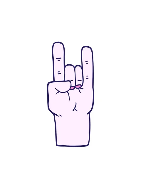 Spinning motion animation of cartoon doodle rock music hand Video stock 324476985
