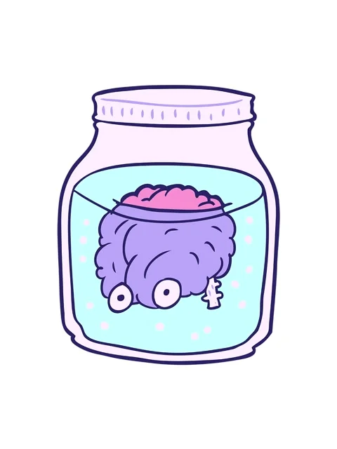 Spinning motion animation of cartoon spooky brain floating in jar Stock Footage 324147053