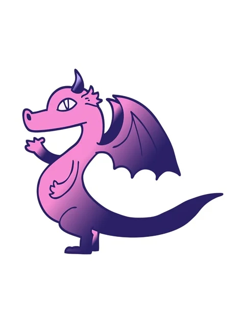 Spinning motion animation of cute vector gradient illustration cartoon dragon Stock Footage 324407825