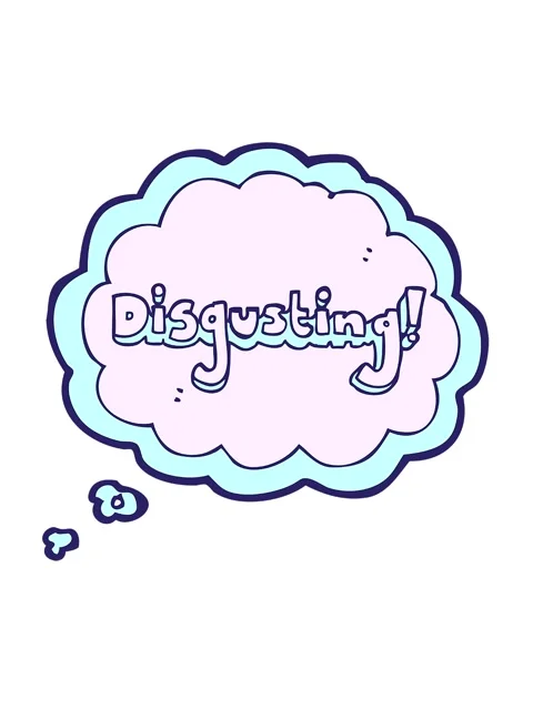 Spinning motion animation of disgusting word thought bubble cartoon Stock Footage 324374524
