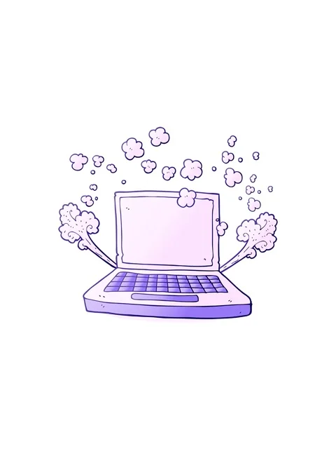 Spinning motion animation of freehand drawn cartoon laptop computer fault Stock Footage 324365413