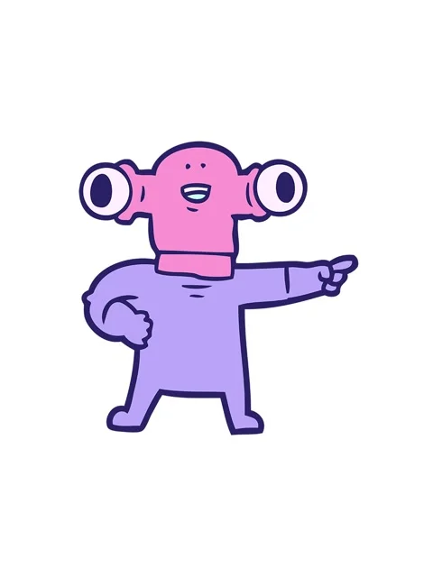 Spinning motion animation of friendly cartoon alien pointing Stock Footage 324434314