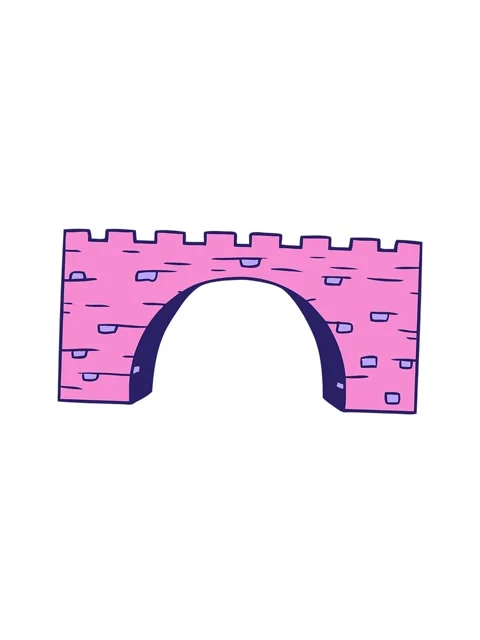 Spinning motion animation of a hand drawn cartoon doodle of a stone bridge Stock Footage 324171218