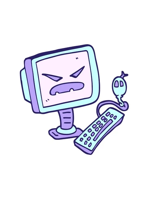 Spinning motion animation of hand drawn doodle style cartoon evil computer Stock Footage 324265387