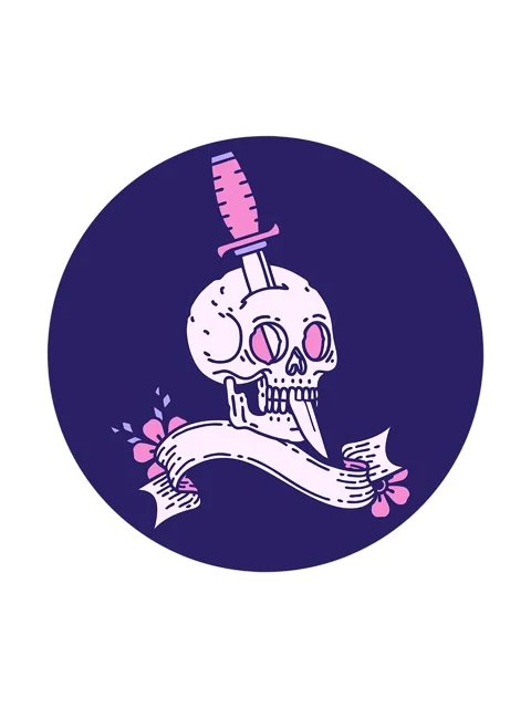 Spinning motion animation of  icon with banner of a skull Stock Footage 324286439