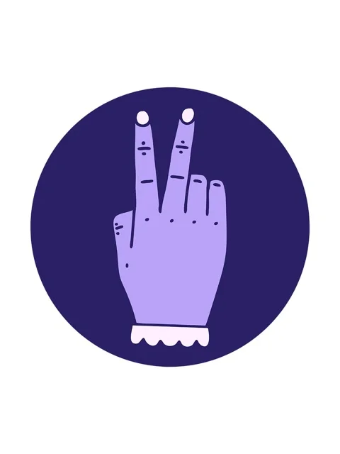 Spinning motion animation of icon of hand raising two fingers gesture Stock Footage 324093293