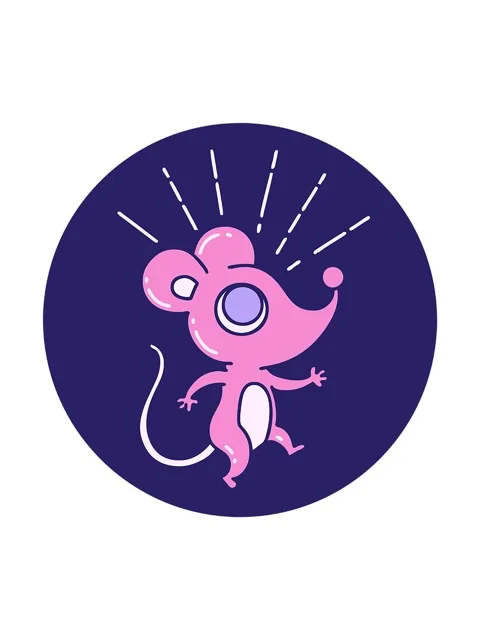 Spinning motion animation of icon of a tattoo style mouse character Stock Footage 324142926