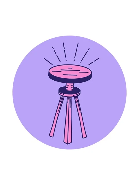 Spinning motion animation of icon of a tattoo style wooden stool Stock Footage 324173671