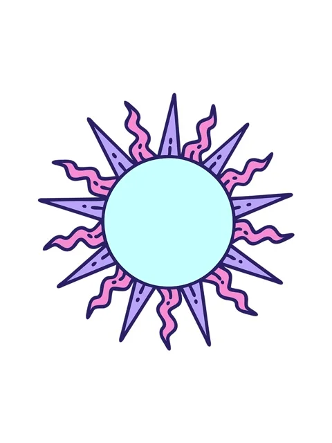 Spinning motion animation of iconic tattoo sun drawing Stock Footage 324087432