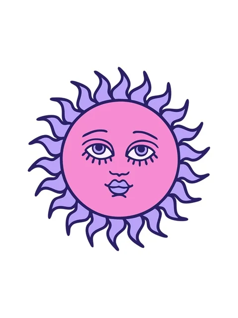 Spinning motion animation of iconic tattoo image of a sun with face Stock Footage 324089357