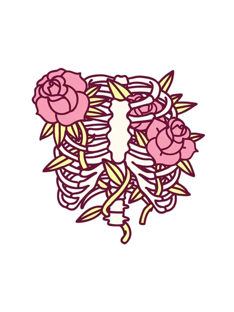 Spinning motion animation of iconic tattoo style image of a rib cage and fl.. Stock Footage 324418824