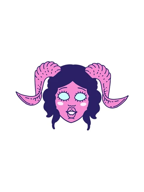 Spinning motion animation of Retro Tattoo Style tiefling character face Stock Footage 323598111