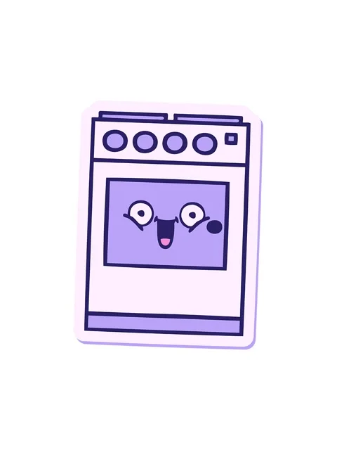 Spinning motion animation of sticker of a cute cartoon kitchen oven Video stock 324435883