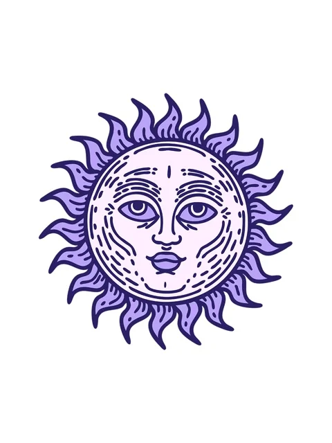 Spinning motion animation of tattoo style image of a sun with face Stock Footage 324173864