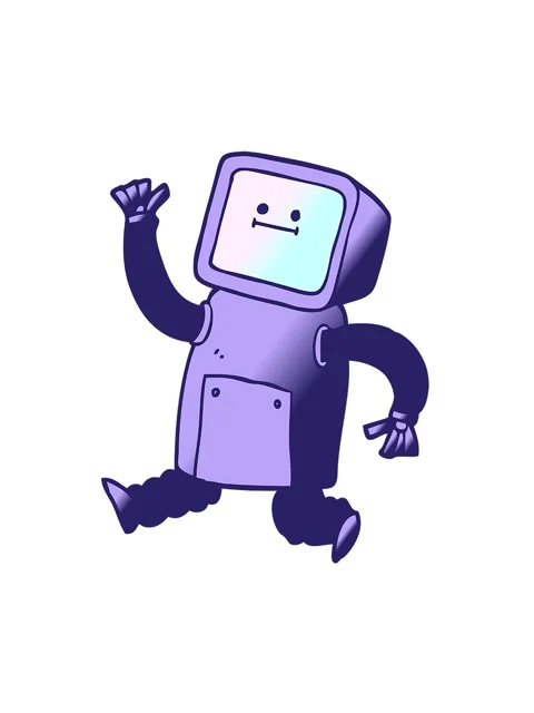 Spinning motion animation of vector gradient illustration cartoon robot runni Stock Footage 324329494