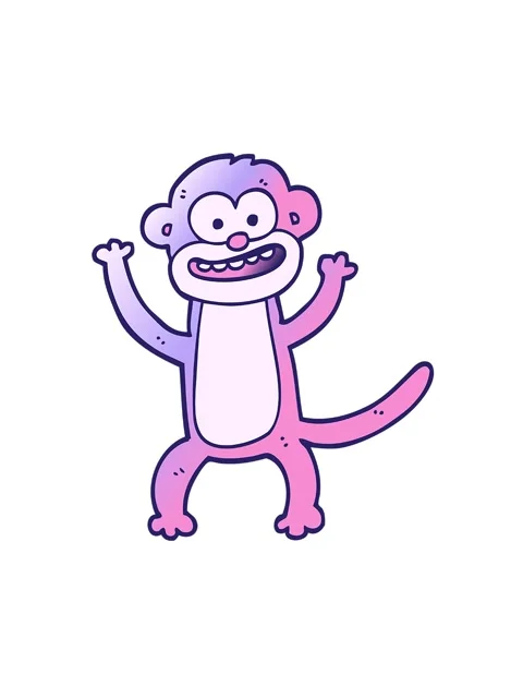 Spinning motion animation of vector gradient illustration cartoon monkey Stock Footage 324421028