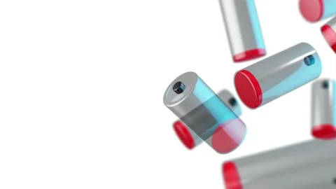 Spinning nuclear batteries on a white background. Video stock 131125940