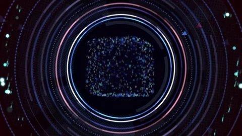 Spinning Numeric Cube HUD Animation in Futuristic Digital Interface Stock Footage 321016118