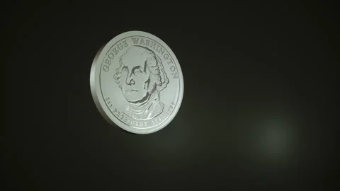 Spinning one dollar coin in slow motion Stock Footage 157750176