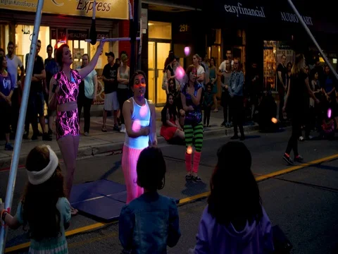 Spinning orb performance at Ottawa 2017 Glowfair. Stock Footage 76798158