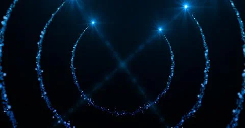 Spinning Particles Ring Trail with copy space.Glitter Particle Moving On Bl.. Stock Illustration