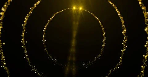 Spinning Particles Ring Trail with copy space.Glitter Particle Moving On Bl.. Stock Illustration