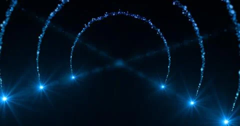 Spinning Particles Ring Trail with copy space.Glitter Particle Moving On Bl.. Stock Illustration