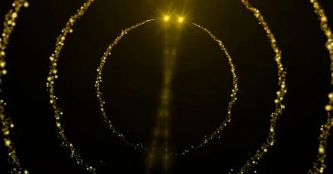 Spinning Particles Ring Trail with copy space.Glitter Particle Moving On Bl.. Stock Illustration