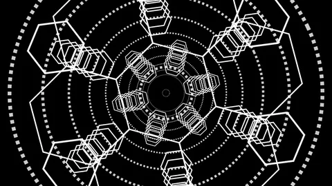 Spinning pentagons and circles Stock Footage 83384129