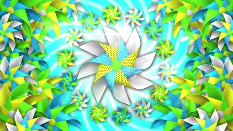 Spinning Pinwheels Background Видео 345399518