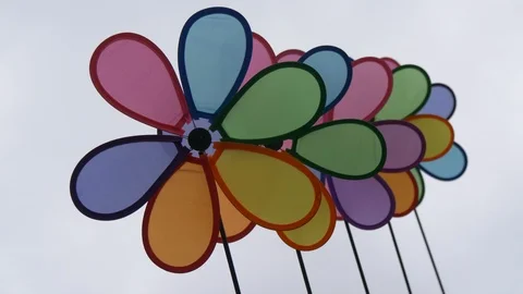 Spinning pinwheels with white background2 4K Stock Footage 95019681