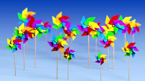 Spinning Pinwheels in the Wind Stock Footage 25880703