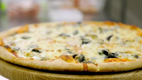 Spinning pizza close up Stock Footage 150510960