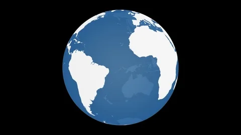 Spinning Planet Earth Globe. White land with blue transparent glass effect Stock Footage 81108064