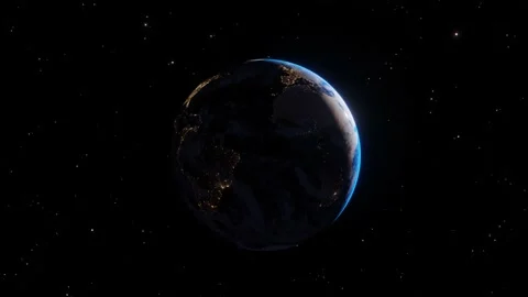 Spinning planet Earth - night side Stock Footage 139775124