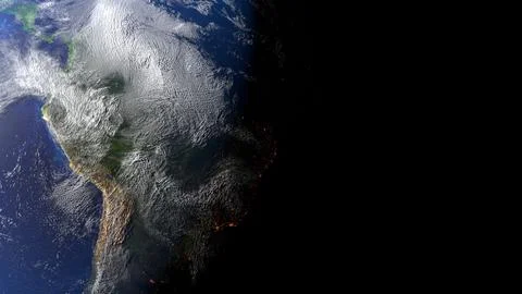 Spinning planet Earth. Space view. 3D render. Stock Illustration