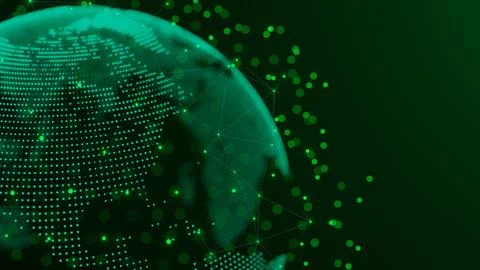 Spinning planet Earth. Technology communication concept. 3d render. Illustrazione stock